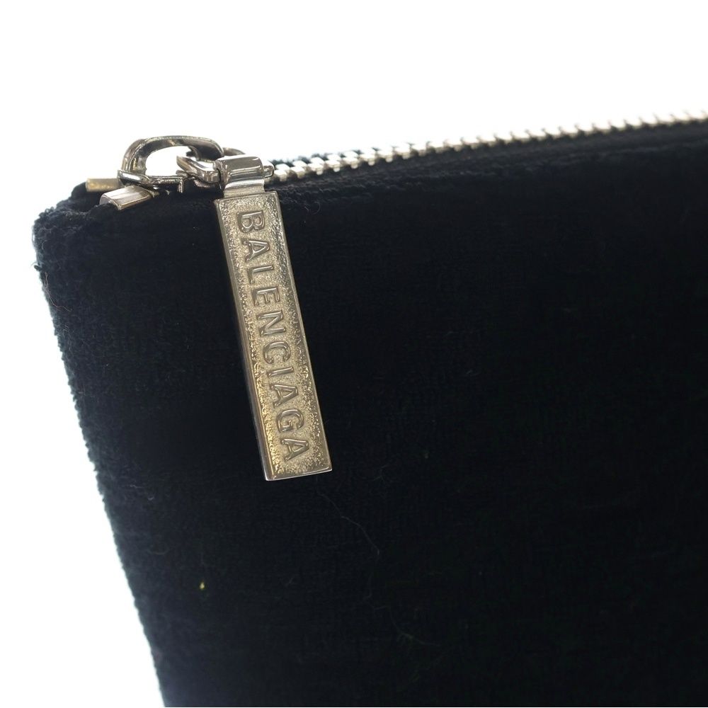 Balenciaga BB Monogram Sponge Pouch Clutch Black Pile Silver — view 5