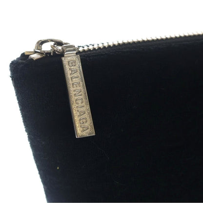 Balenciaga BB Monogram Sponge Pouch Clutch Black Pile Silver — view 5