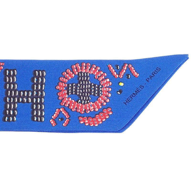 Hermes Kelly en Perles Scarf Silk 100% Blue — view 7