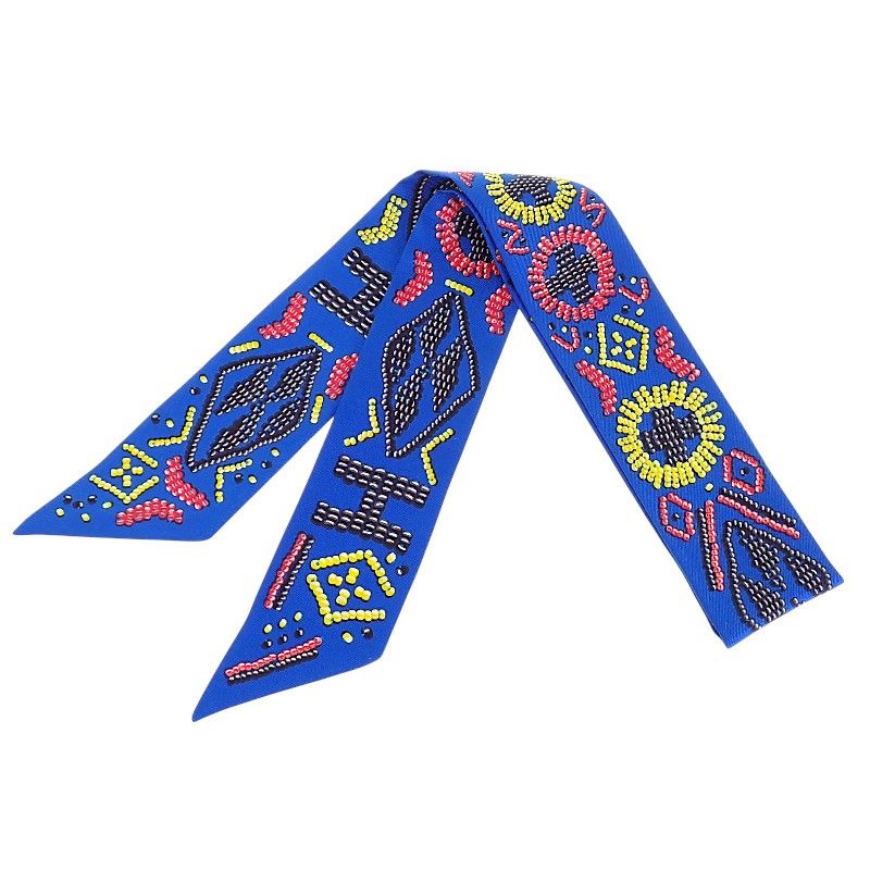 Hermes Kelly en Perles Scarf Silk 100% Blue