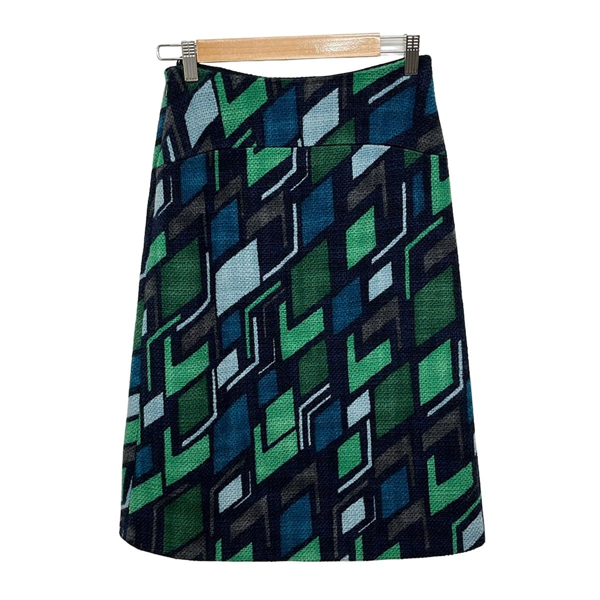 Loro Piana Long Skirt 36 S Dark Navy Green Multi Geometric — view 2