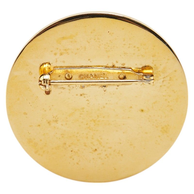 Chanel Logo Brooch Gold Black Plated — view 2
