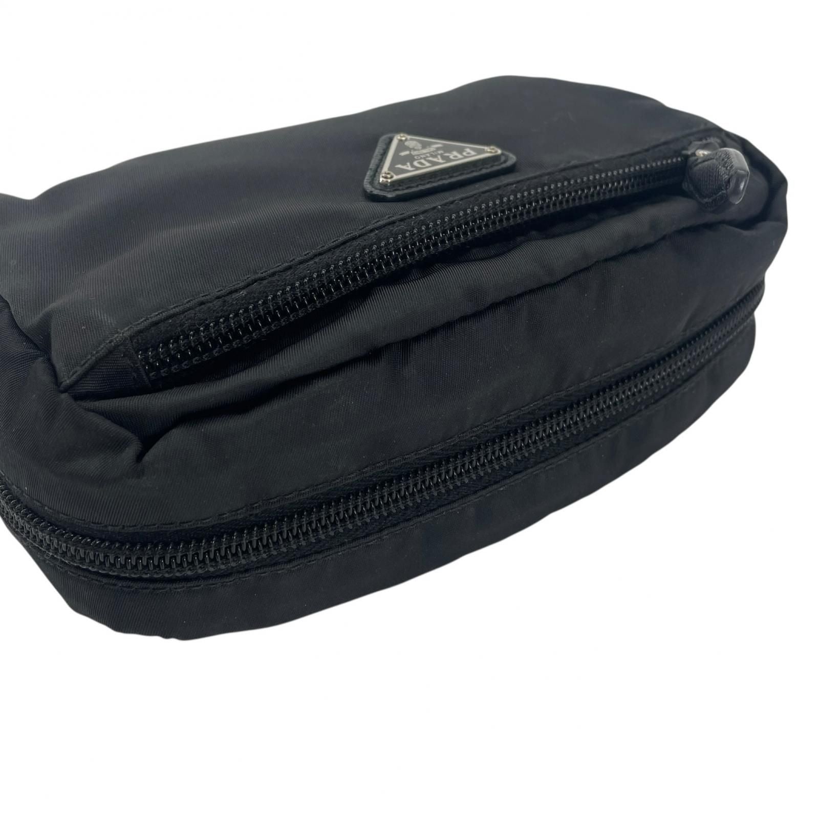 Prada Triangle Logo Saffiano Pouch Black — view 5