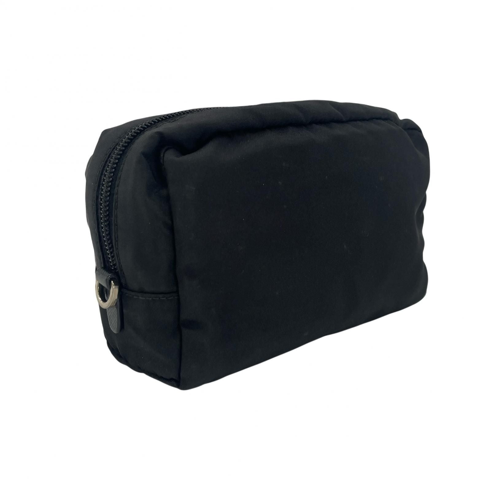 Prada Triangle Logo Saffiano Pouch Black — view 3