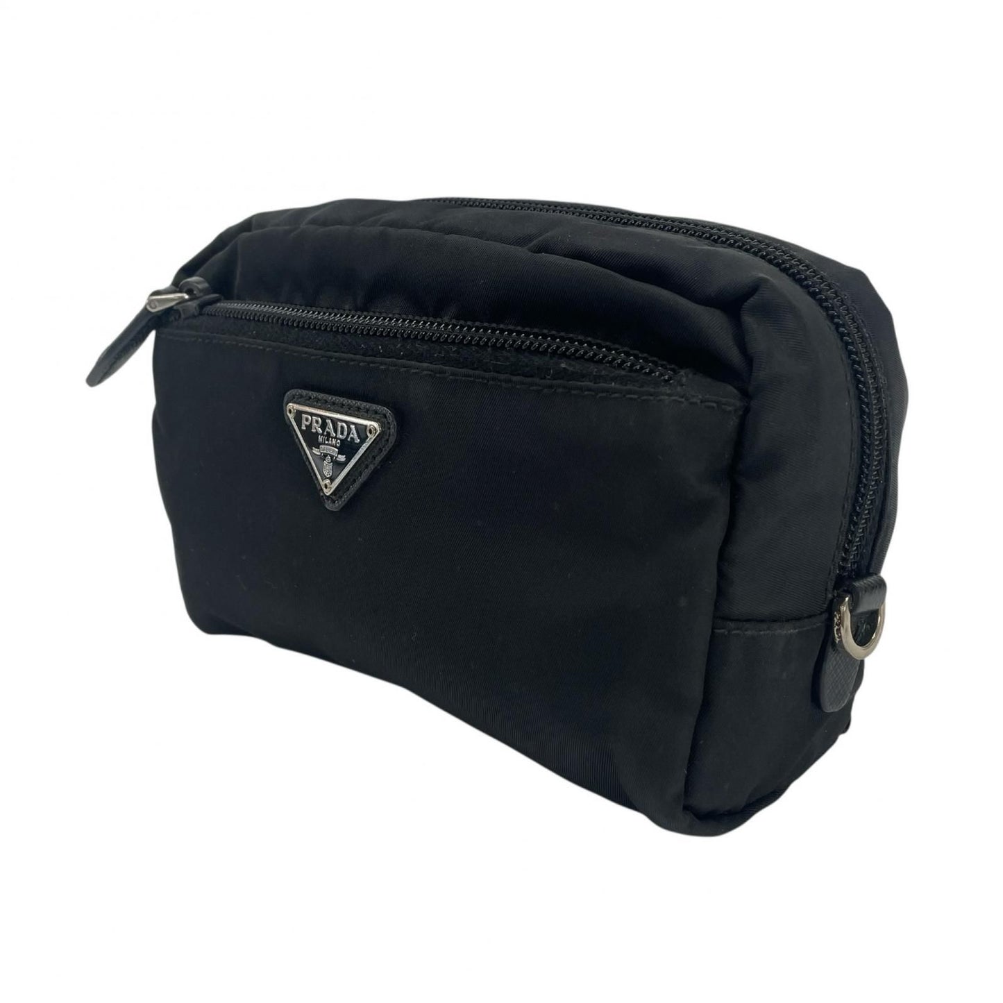Prada Triangle Logo Saffiano Pouch Black — view 2