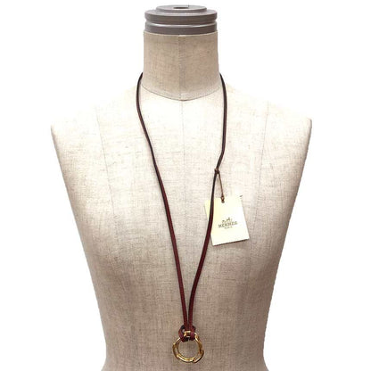 Hermes Lanier Leather Necklace Rouge Ash Box Calf — view 2