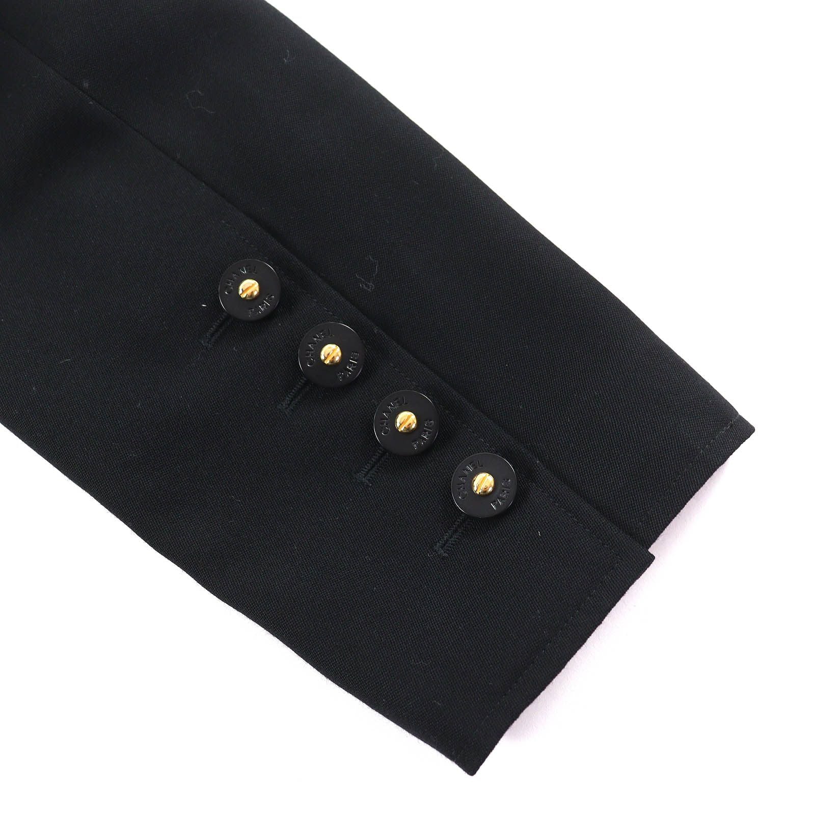 Chanel Vintage Wool Lining CC Logo All Over Pattern Button Double Breasted — view 6