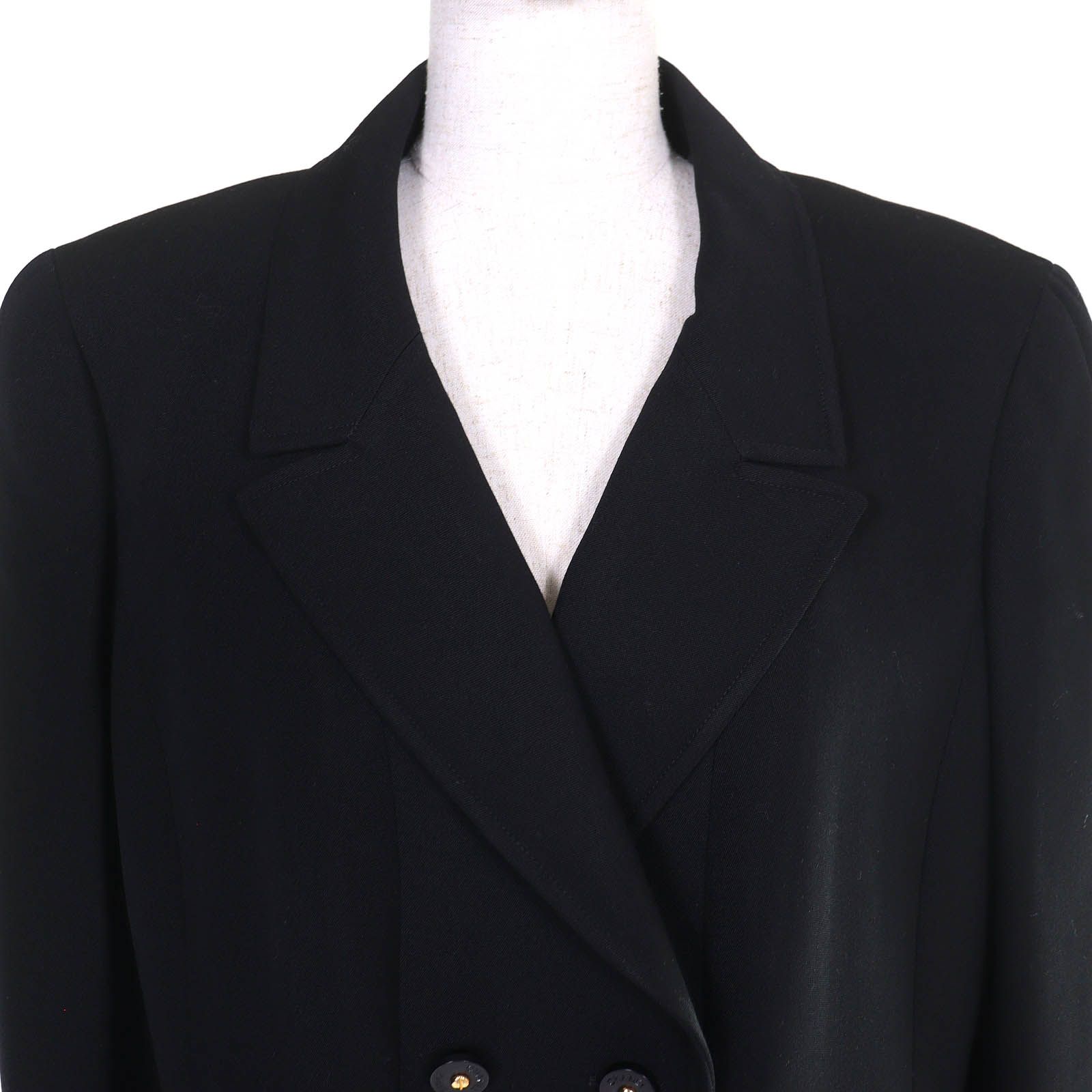 Chanel Vintage Wool Lining CC Logo All Over Pattern Button Double Breasted — view 4