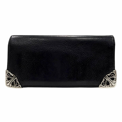Chrome Hearts Leather 925 Single Fold Scroll Label Wallet Bifold Black