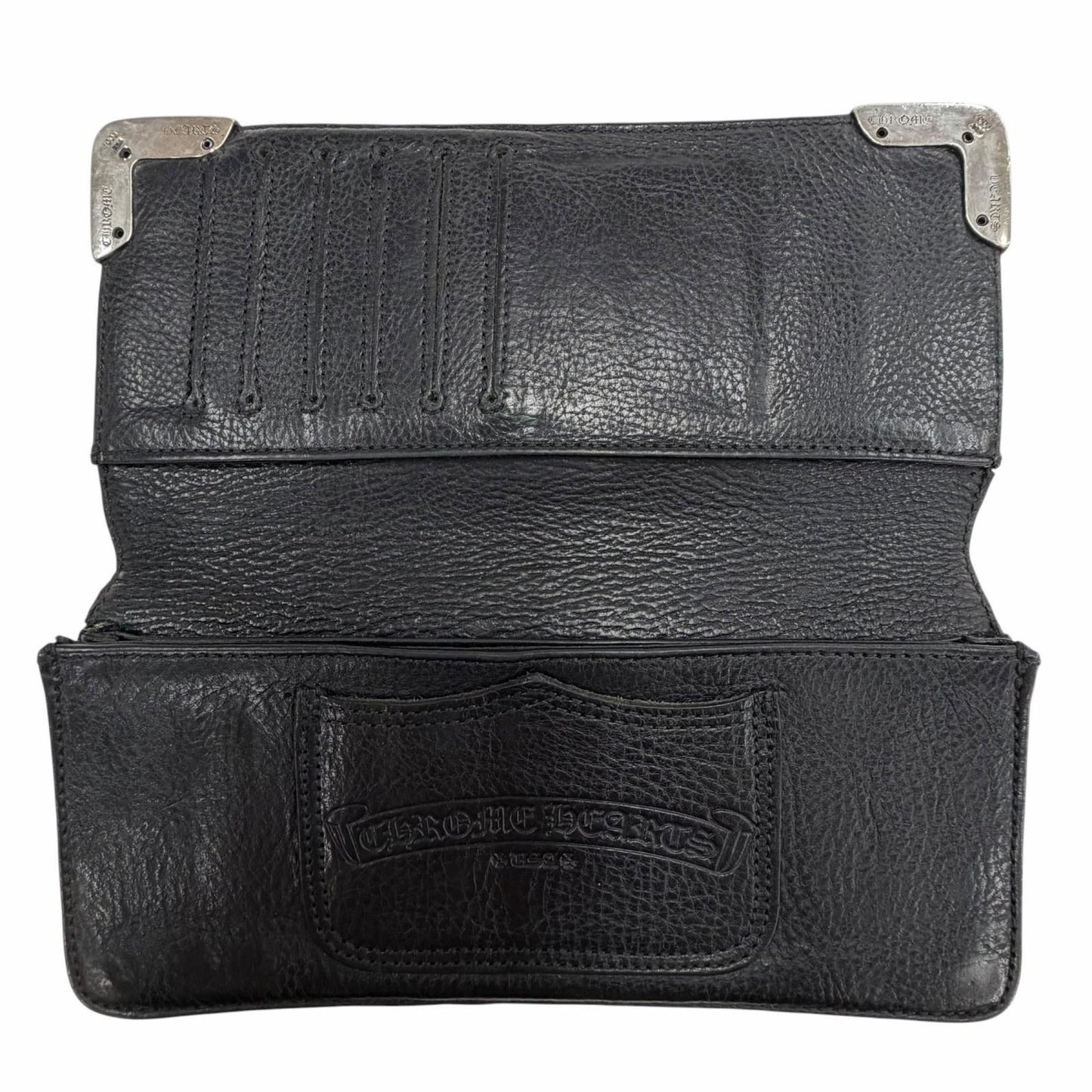 Chrome Hearts Leather 925 Single Fold Scroll Label Wallet Bifold Black — view 4