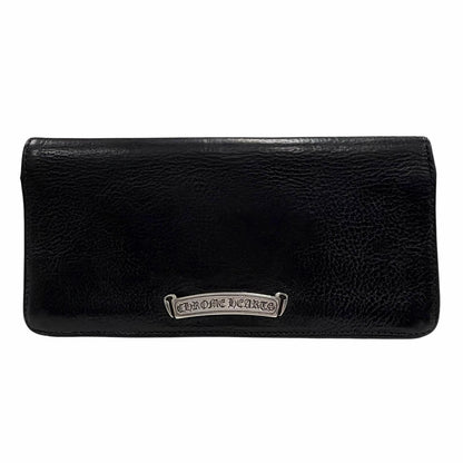 Chrome Hearts Leather 925 Single Fold Scroll Label Wallet Bifold Black — view 2