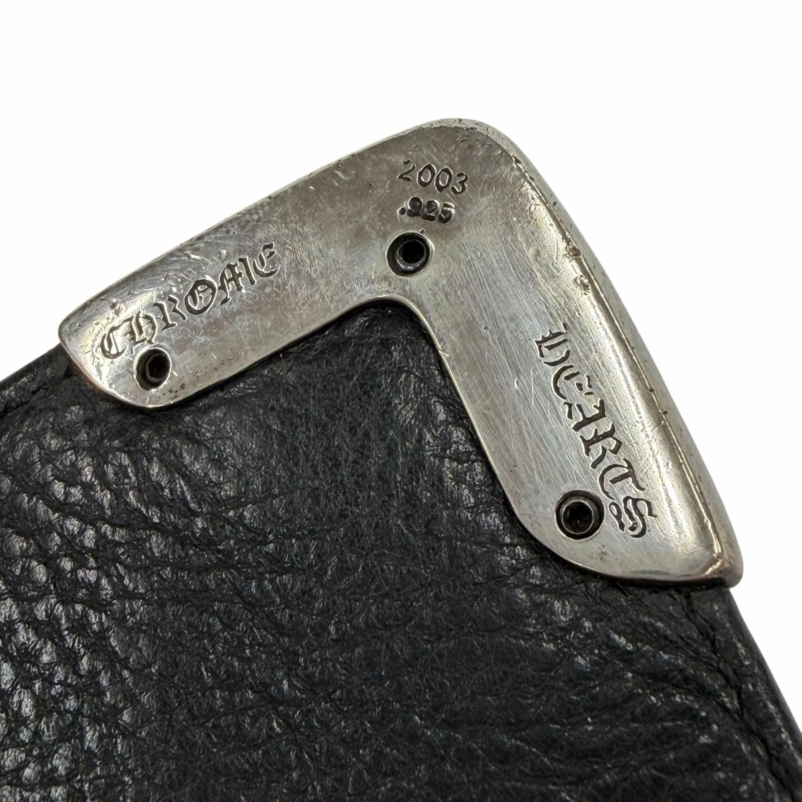 Chrome Hearts Leather 925 Single Fold Scroll Label Wallet Bifold Black — view 6