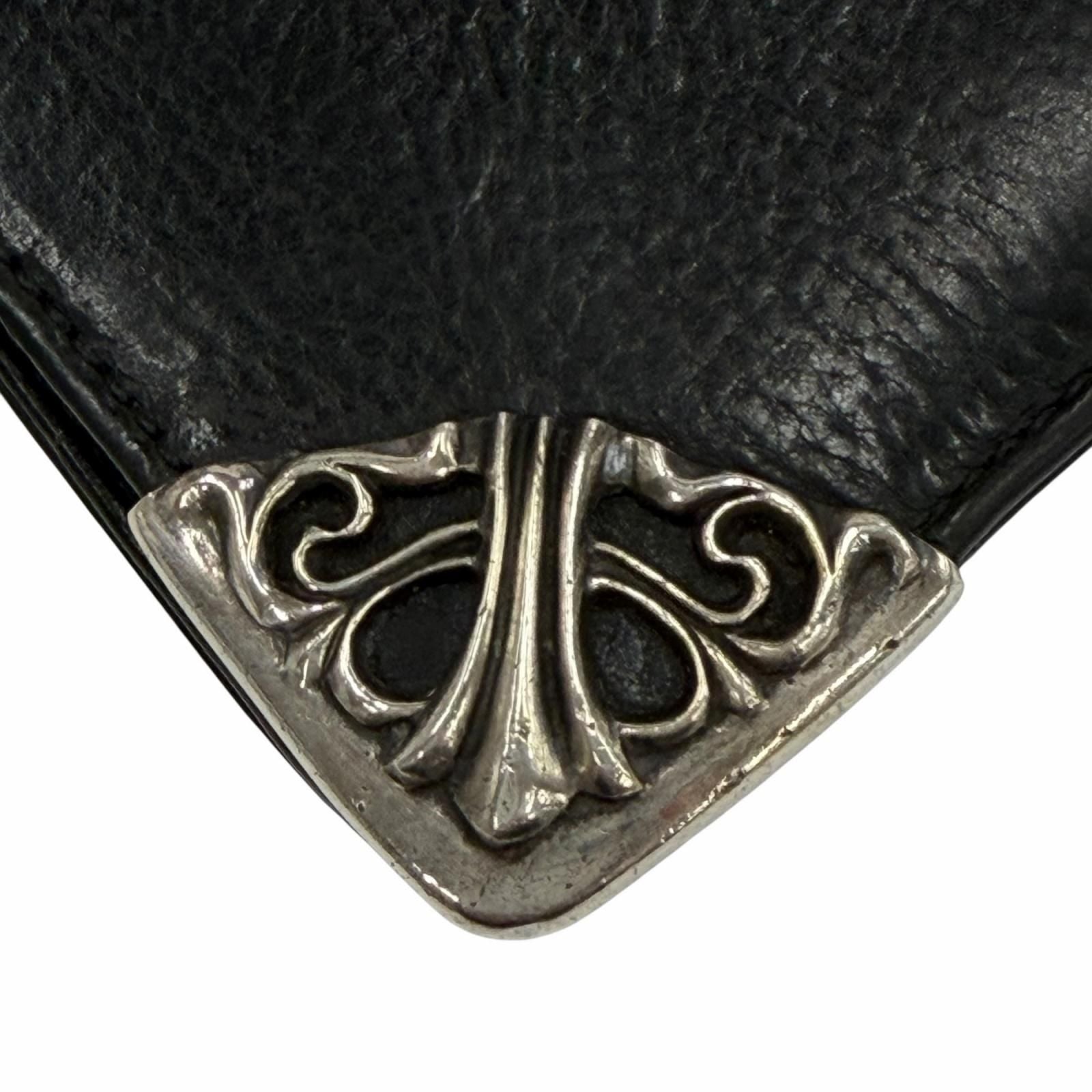 Chrome Hearts Leather 925 Single Fold Scroll Label Wallet Bifold Black — view 5
