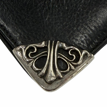 Chrome Hearts Leather 925 Single Fold Scroll Label Wallet Bifold Black — view 5