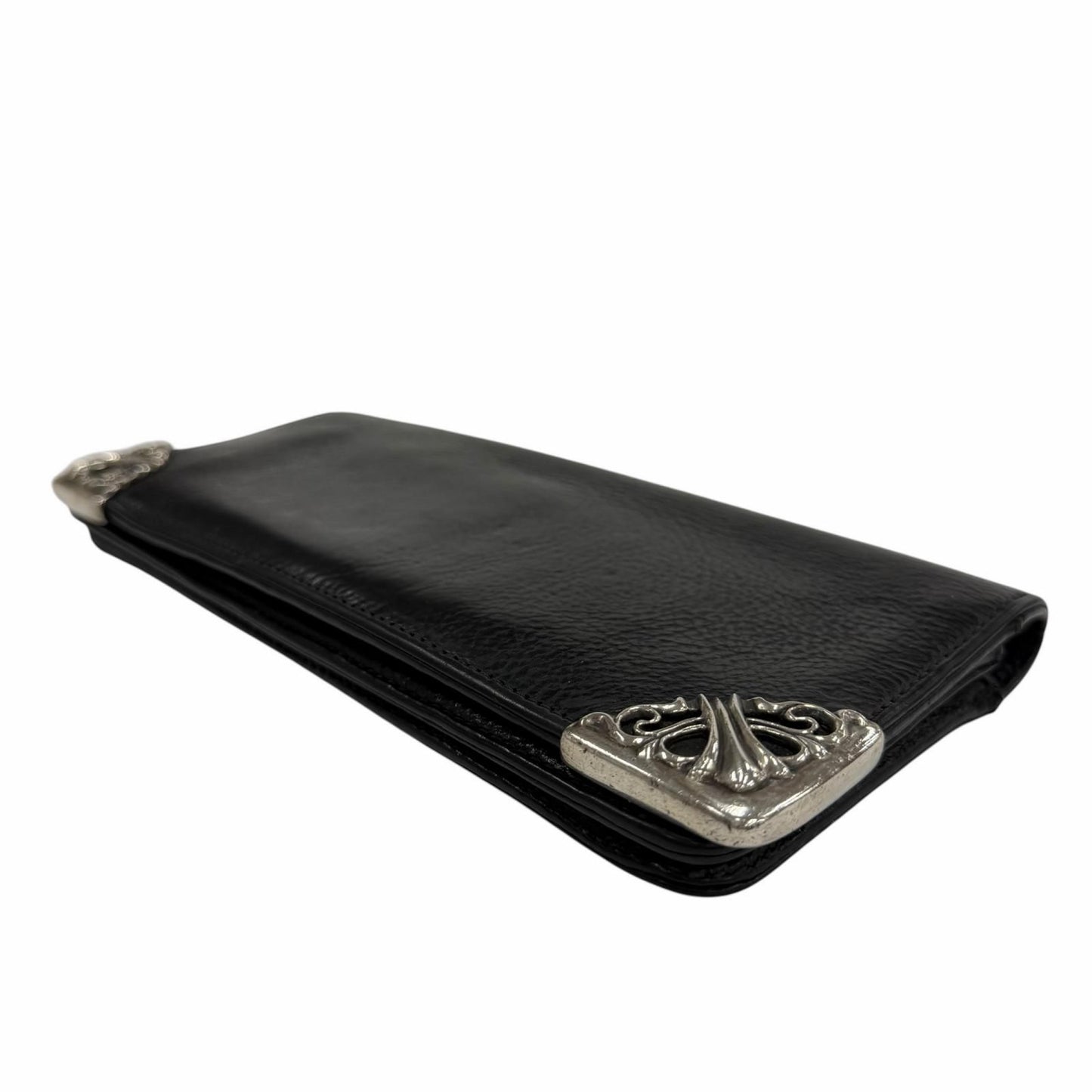 Chrome Hearts Leather 925 Single Fold Scroll Label Wallet Bifold Black — view 3