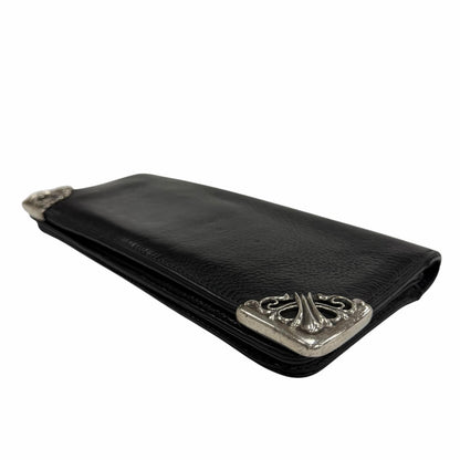 Chrome Hearts Leather 925 Single Fold Scroll Label Wallet Bifold Black — view 3