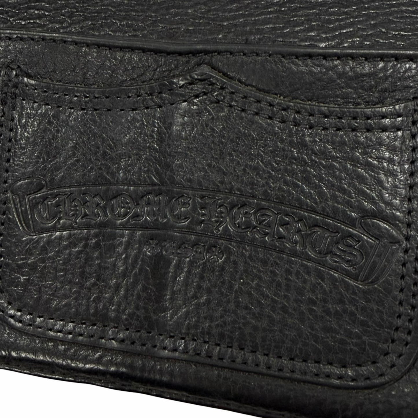 Chrome Hearts Leather 925 Single Fold Scroll Label Wallet Bifold Black — view 7
