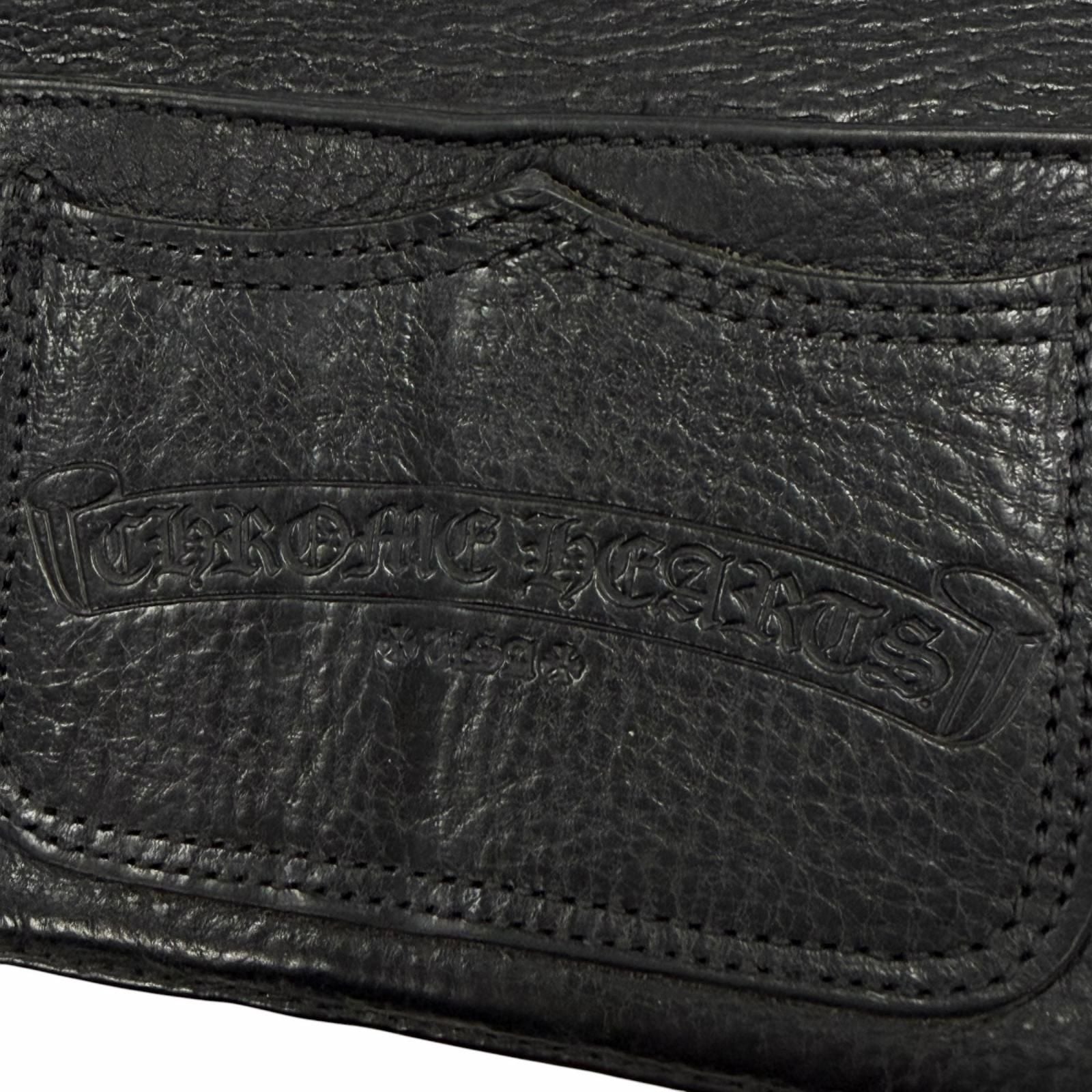 Chrome Hearts Leather 925 Single Fold Scroll Label Wallet Bifold Black — view 7