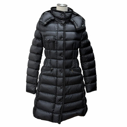 Moncler Hermine Logo Patch with Hood Down Jacket Coat Black 0