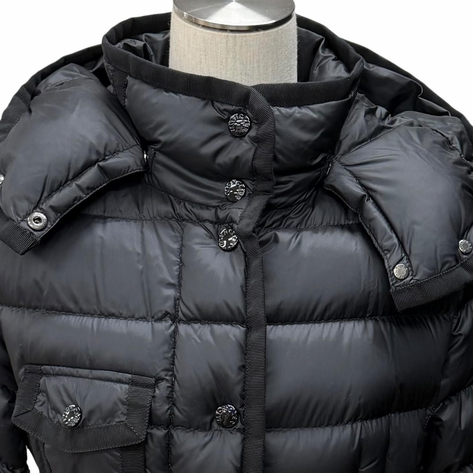 Moncler Hermine Logo Patch with Hood Down Jacket Coat Black 0 — view 4