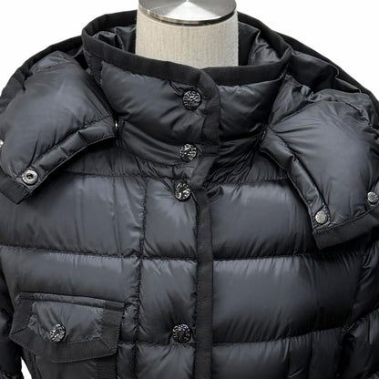 Moncler Hermine Logo Patch with Hood Down Jacket Coat Black 0 — view 4
