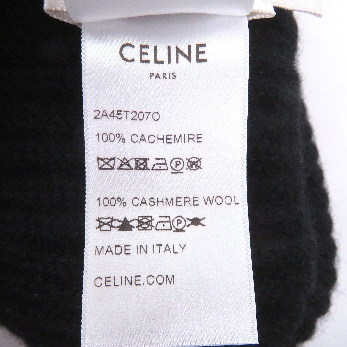 Celine Cashmere Logo Knit Cap Beanie Black White Hat — view 7