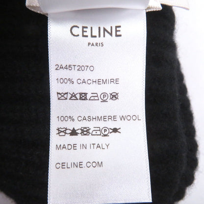 Celine Cashmere Logo Knit Cap Beanie Black White Hat — view 7