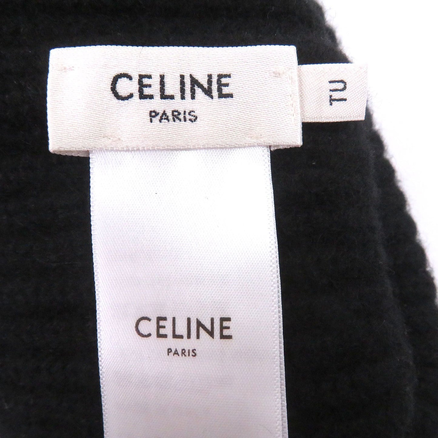 Celine Cashmere Logo Knit Cap Beanie Black White Hat — view 6