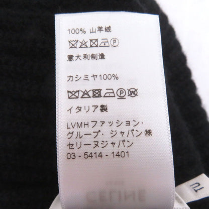Celine Cashmere Logo Knit Cap Beanie Black White Hat — view 8
