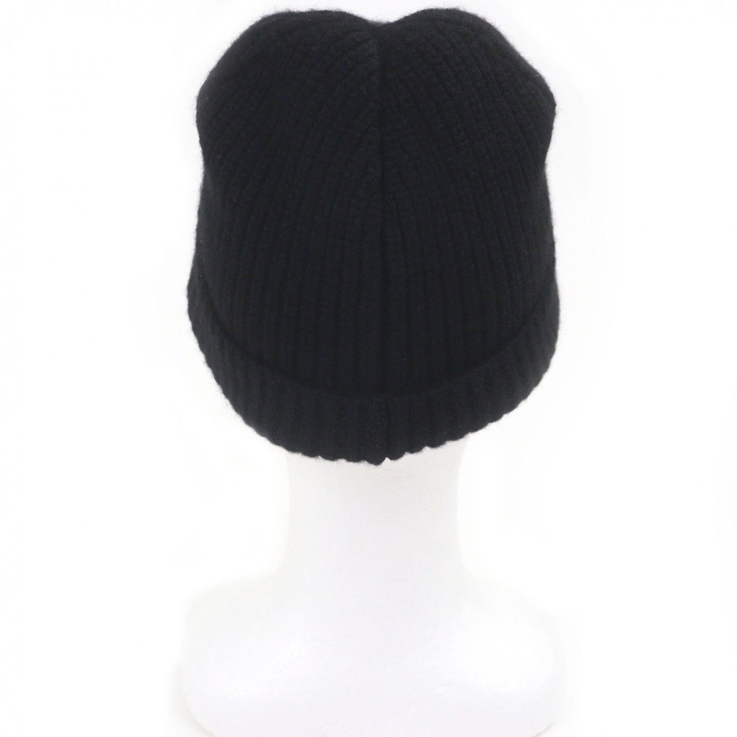 Celine Cashmere Logo Knit Cap Beanie Black White Hat — view 3