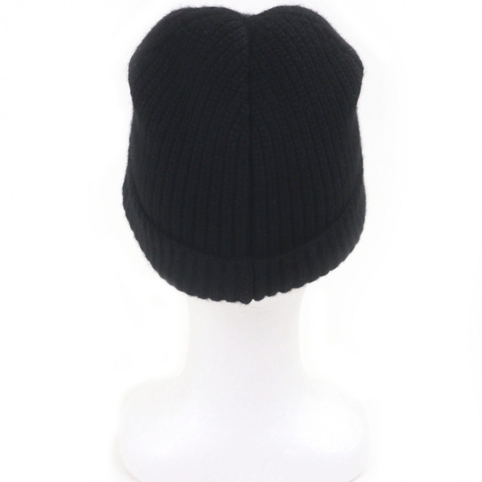 Celine Cashmere Logo Knit Cap Beanie Black White Hat — view 3