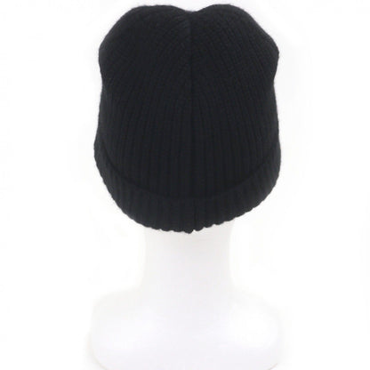 Celine Cashmere Logo Knit Cap Beanie Black White Hat — view 3