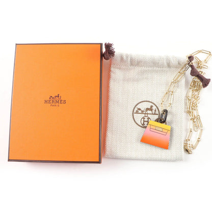 Hermes Marokinier GM Fusion Kelly Buffalo Horn Necklace Gold Orange — view 2