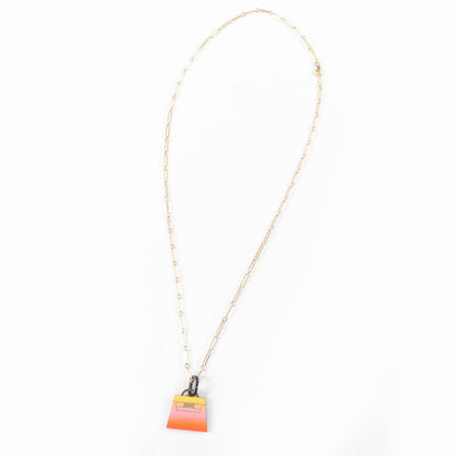 Hermes Marokinier GM Fusion Kelly Buffalo Horn Necklace Gold Orange — view 3