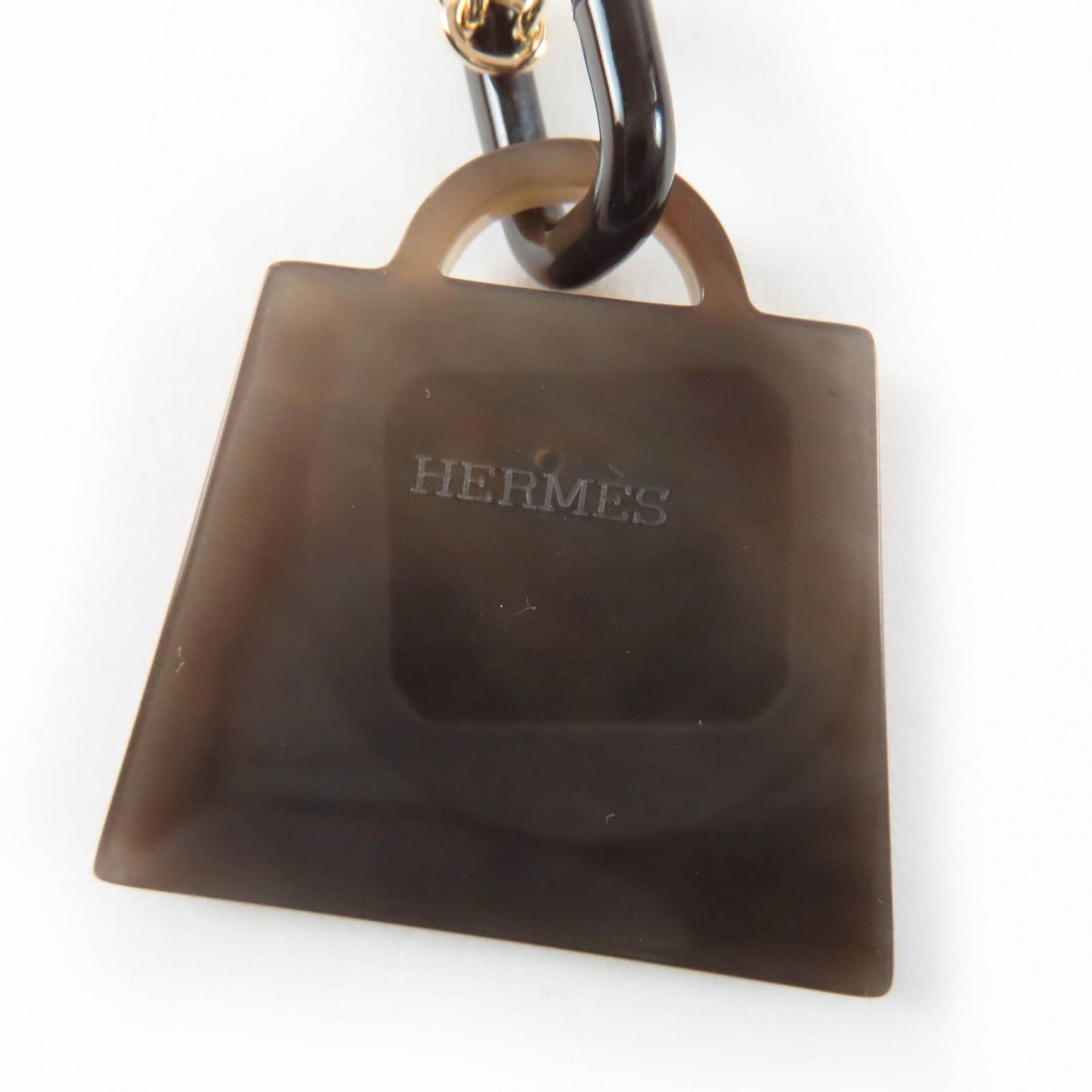 Hermes Marokinier GM Fusion Kelly Buffalo Horn Necklace Gold Orange — view 6