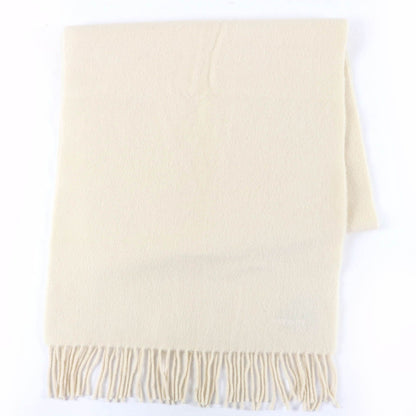 Hermes Recto Verso Cashmere Logo Embroidery with Fringe Scarf Ivory