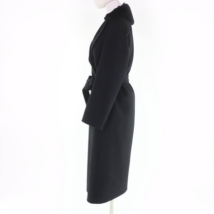 Louis Vuitton Wool Silk Blend Collar Lamb Monogram Belt Wrap Coat Black 32 — view 2