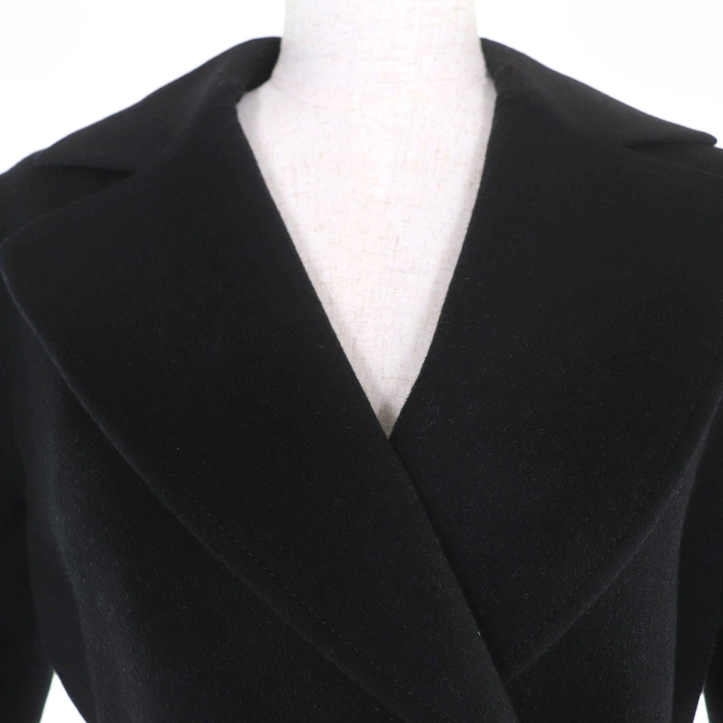 Louis Vuitton Wool Silk Blend Collar Lamb Monogram Belt Wrap Coat Black 32 — view 5