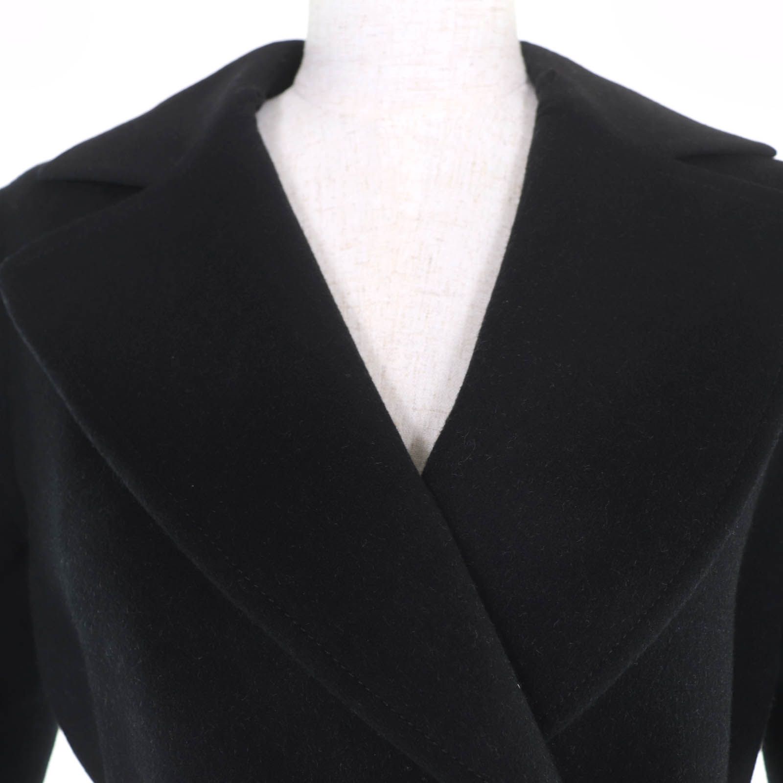 Louis Vuitton Wool Silk Blend Collar Lamb Monogram Belt Wrap Coat Black 32 — view 5