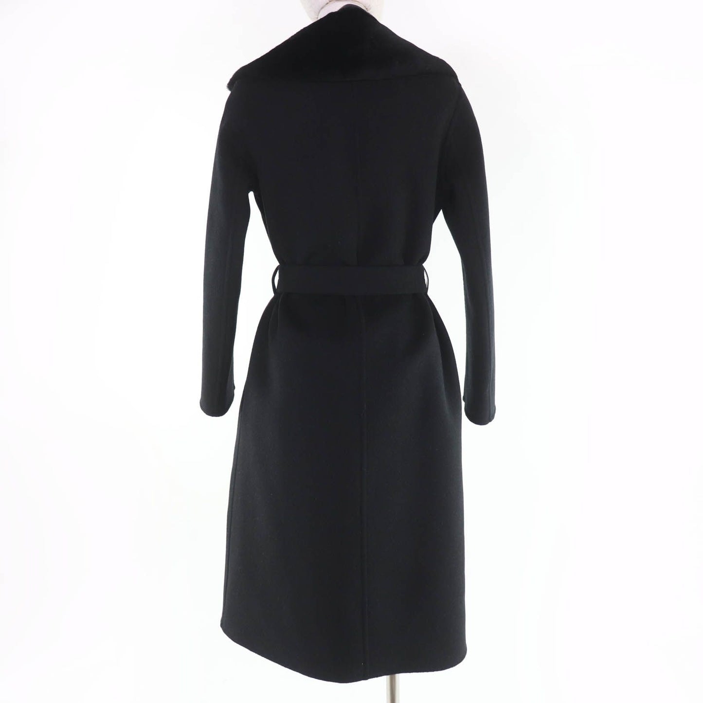 Louis Vuitton Wool Silk Blend Collar Lamb Monogram Belt Wrap Coat Black 32 — view 3