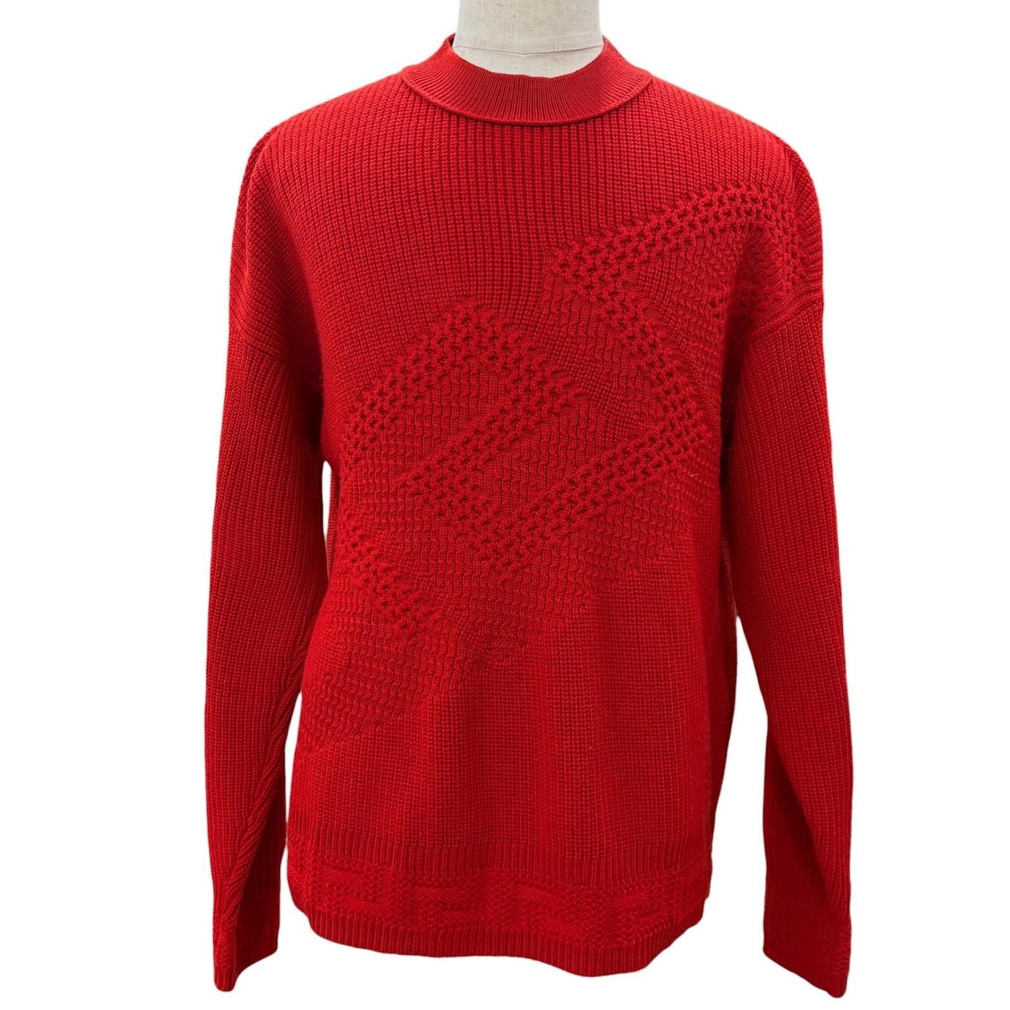 Versace Wool Pullover Logege Knit Sweater Red 46