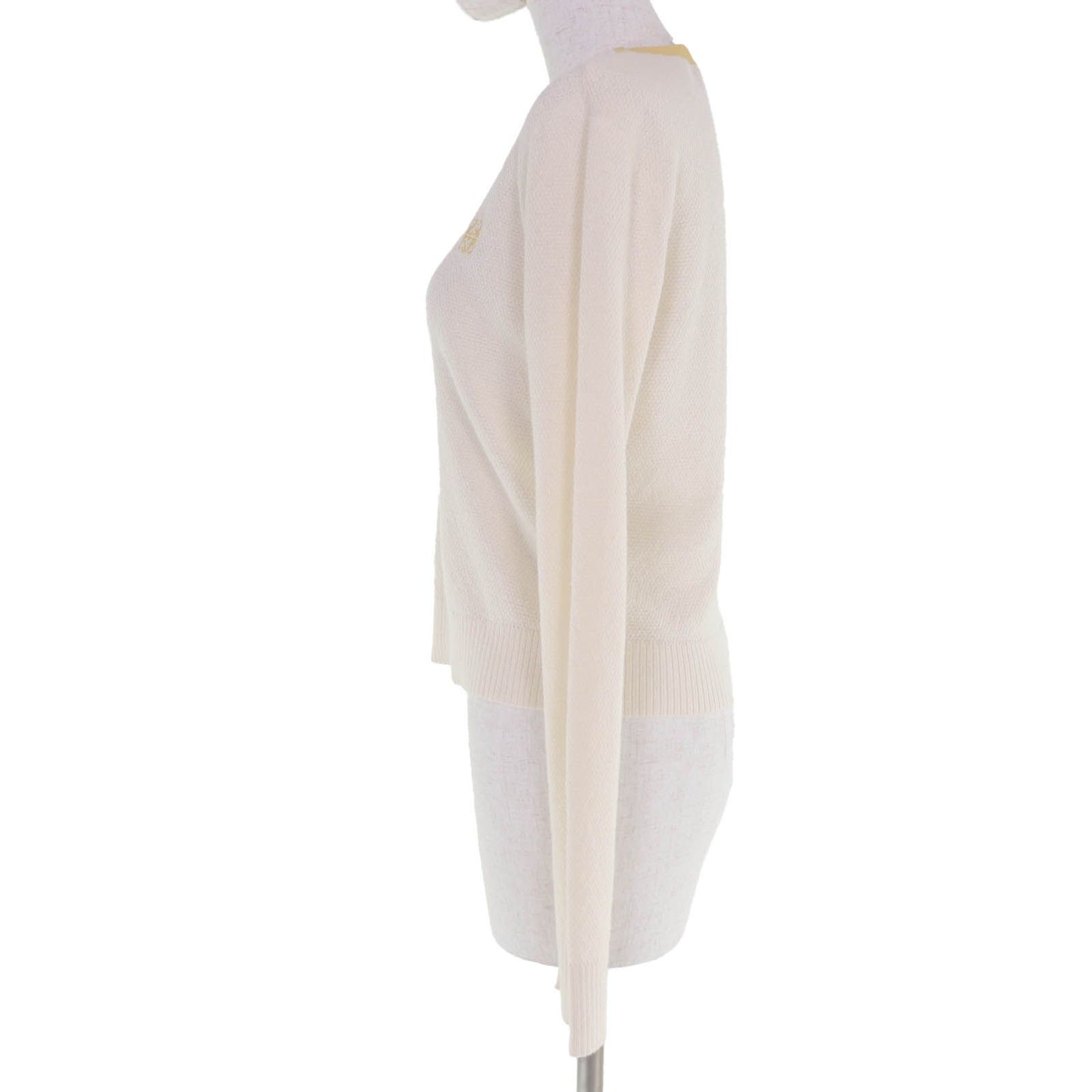 Loewe Wool Cotton Anagram Embroidery Long Sleeve Knit Top Ivory XS Sweater — view 2