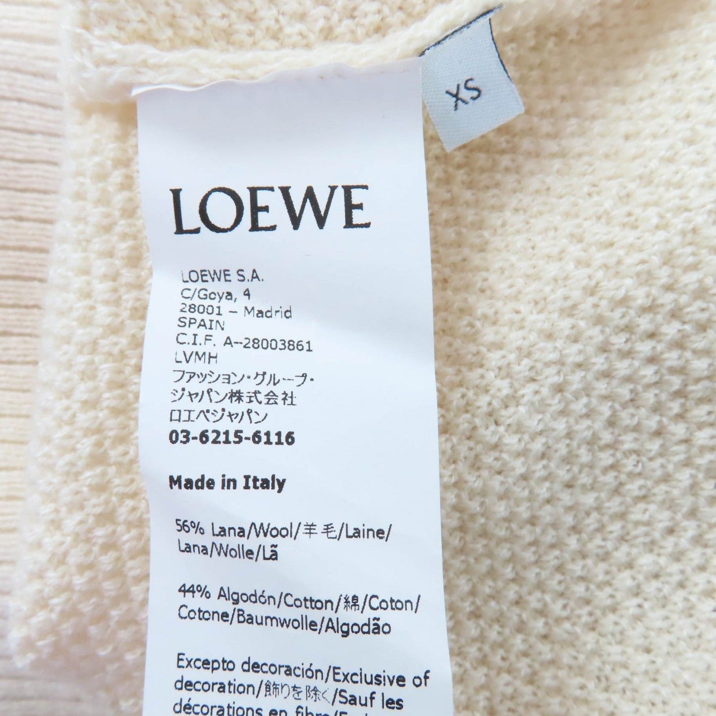 Loewe Wool Cotton Anagram Embroidery Long Sleeve Knit Top Ivory XS Sweater — view 7