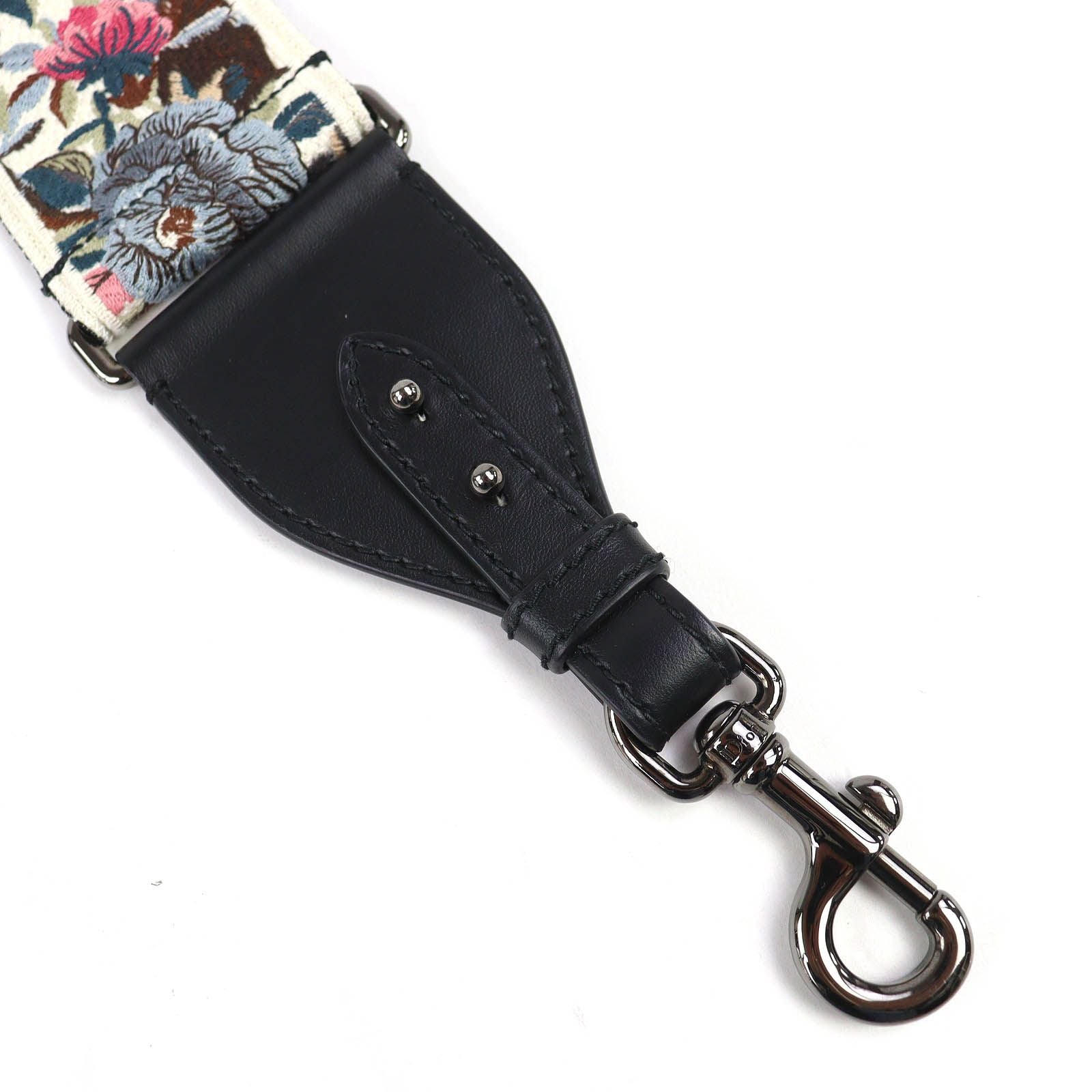 Dior Canvas Leather Floral Embroidery Logo Shoulder Strap Beige Black Multicolor — view 6