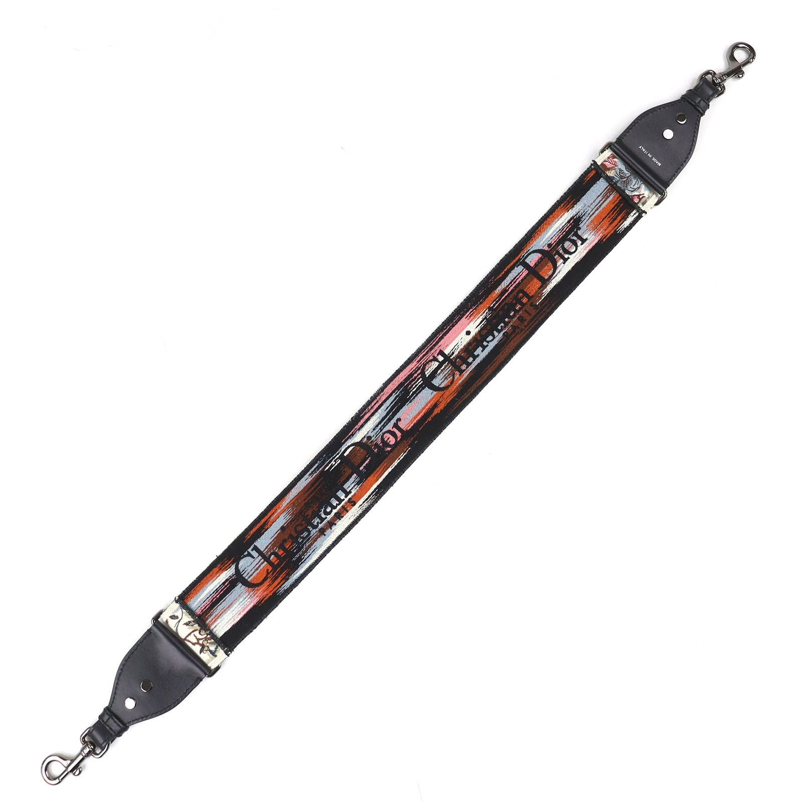 Dior Canvas Leather Floral Embroidery Logo Shoulder Strap Beige Black Multicolor — view 3