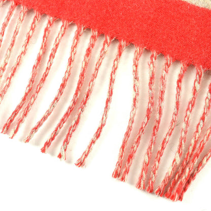 Hermes Love Story Cashmere Ecalato Beige Fringe Scarf Red — view 5