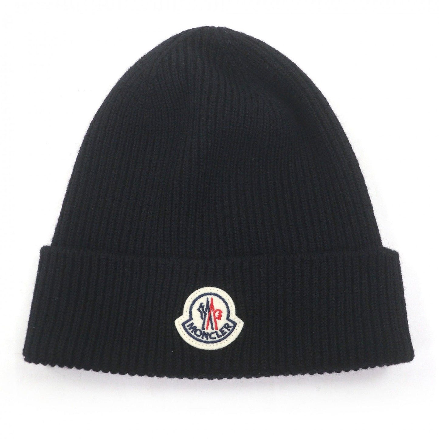 Moncler Berretto Tricot Wool Logo Patch Knit Cap Beanie Black Uni Hat — view 4
