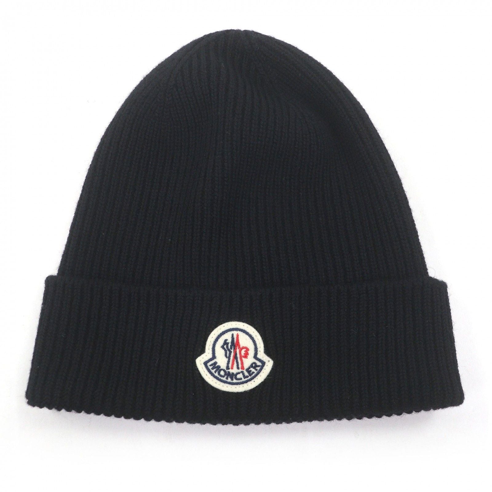 Moncler Berretto Tricot Wool Logo Patch Knit Cap Beanie Black Uni Hat — view 4