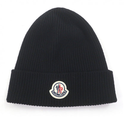 Moncler Berretto Tricot Wool Logo Patch Knit Cap Beanie Black Uni Hat — view 4