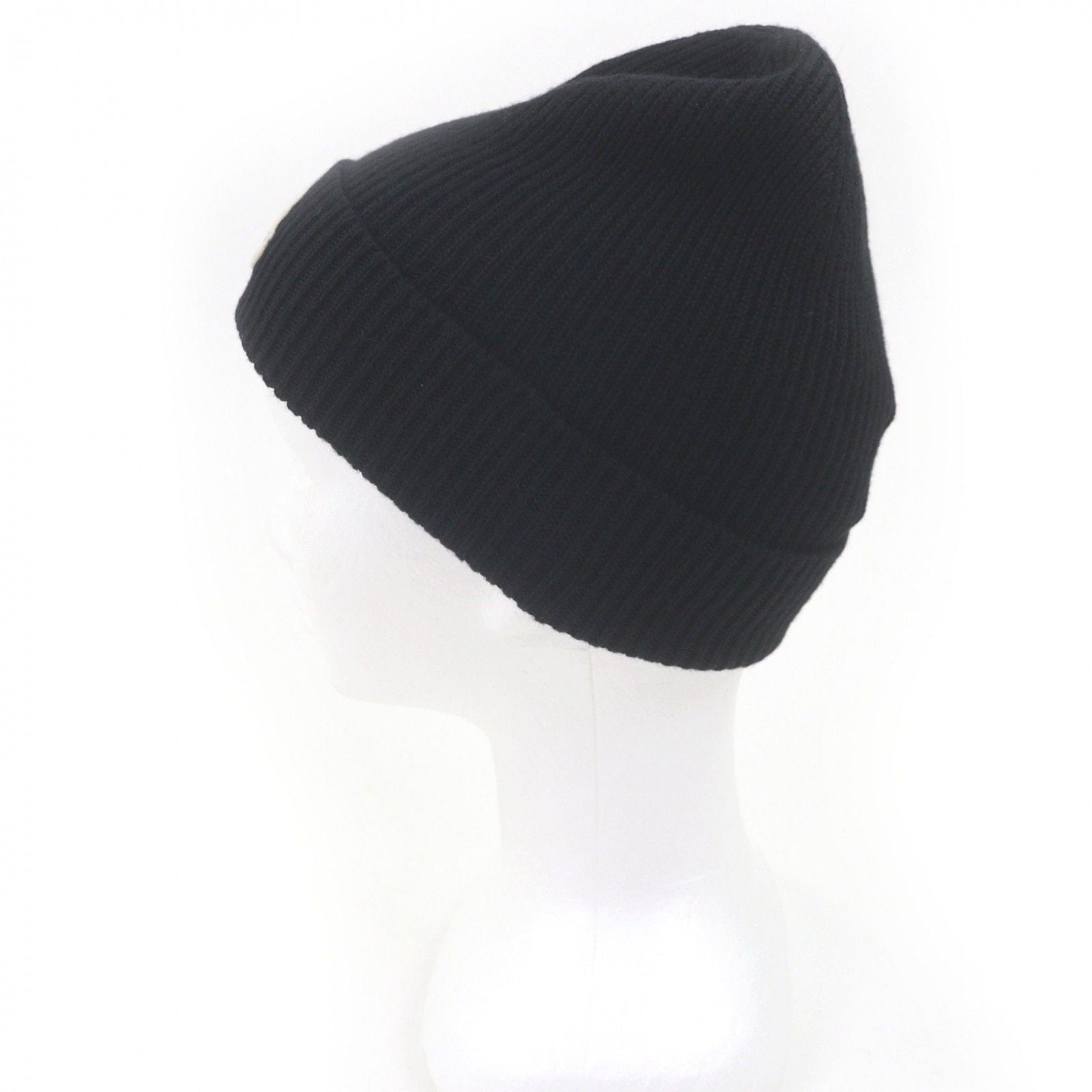 Moncler Berretto Tricot Wool Logo Patch Knit Cap Beanie Black Uni Hat — view 2